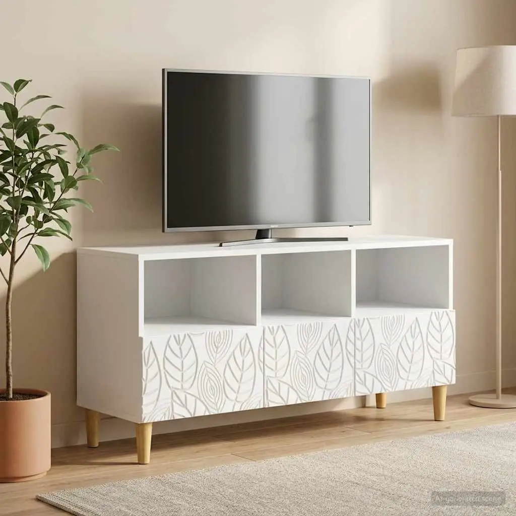 TV Cabinet Modern White Entertainment Unit 102 x 34.5 x 50 cm