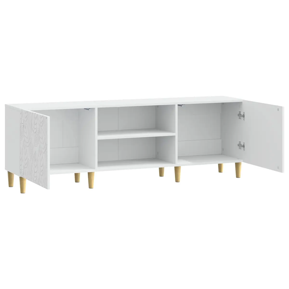 TV Cabinet White Engineered Wood Living Room Storage Unit 150cm Modern Design