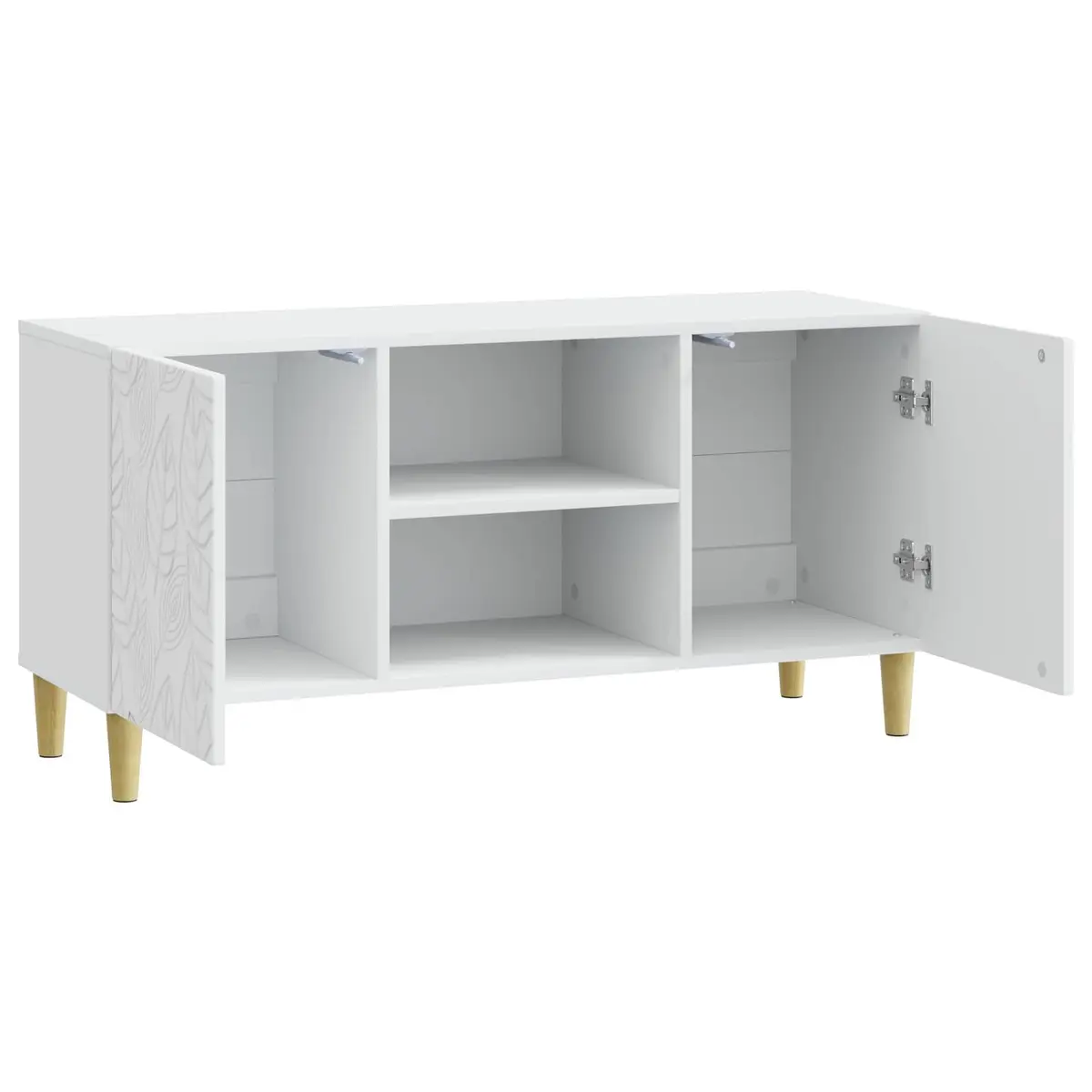 TV Cabinet White Engineered Wood Living Room Storage Unit with Swing Doors 102 x 34.5 x 50 cm