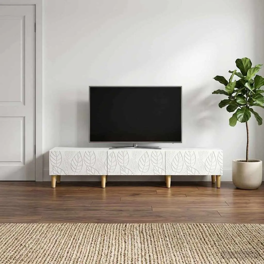 TV Cabinet 147 x 34.5 x 30 cm White Engineered Wood Storage Unit Lounge
