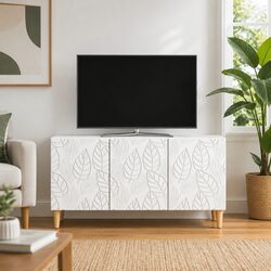 TV Cabinet 99 x 34.5 x 50 cm White Modern Lounge Storage Entertainment Unit