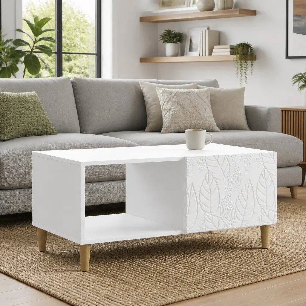White Coffee Table with Shelf