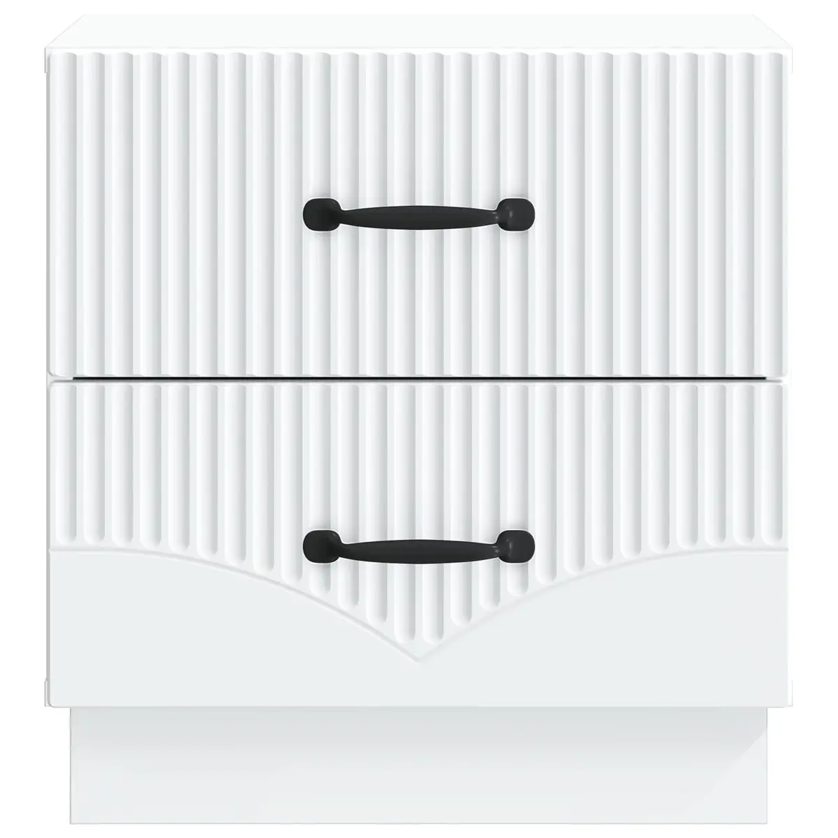 Bedside Cabinet White Engineered Wood Rectangular Nightstand with Storage Drawers
