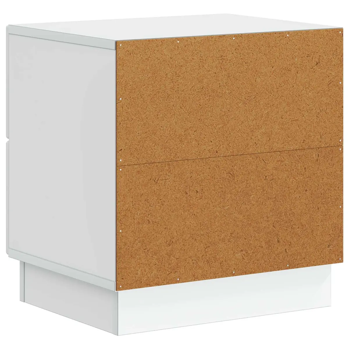 Bedside Cabinet White Engineered Wood Rectangular Nightstand with Storage Drawers