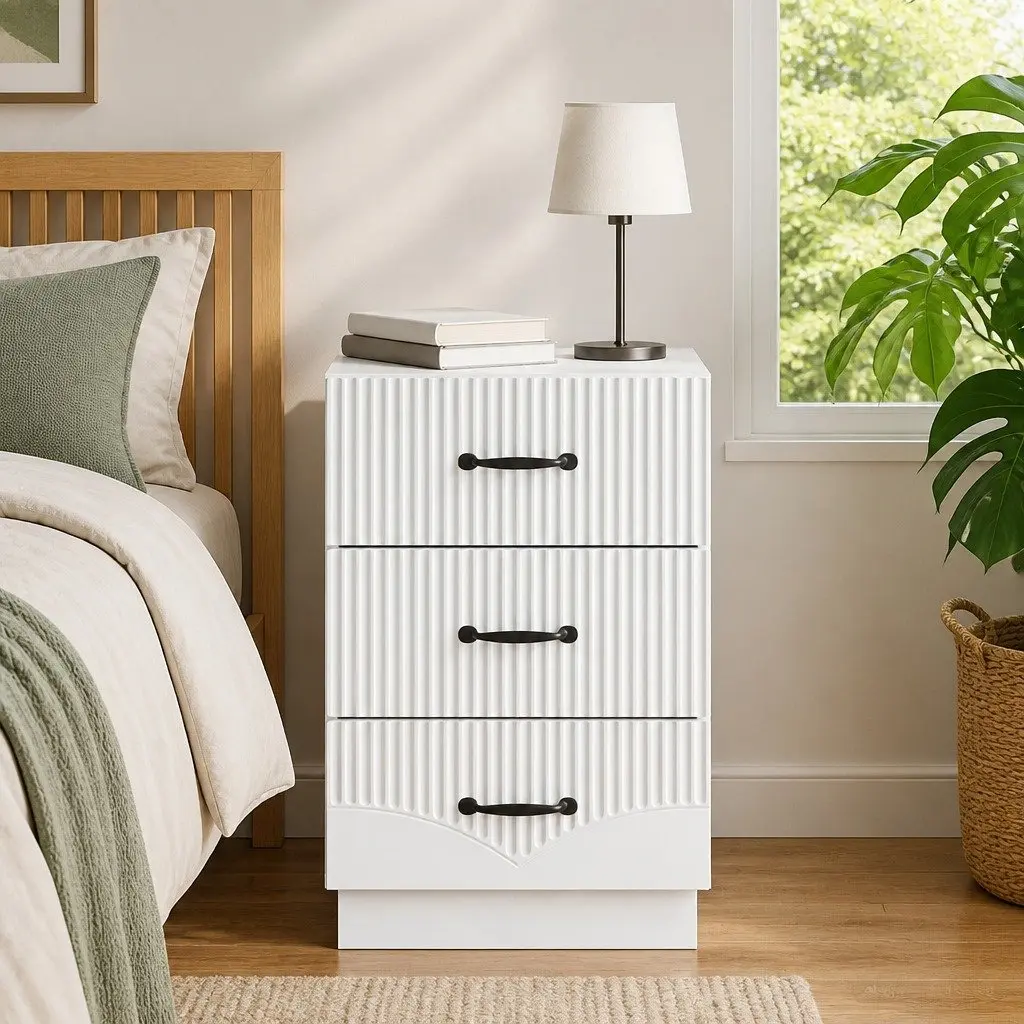 Bedside Cabinet Vintage Style White Engineered Wood 43 x 41 x 63.5 cm