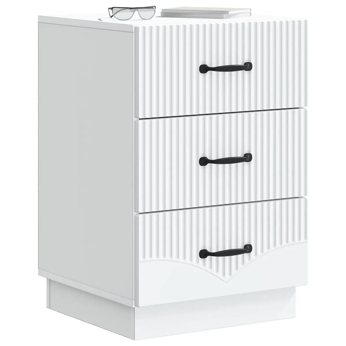 Bedside Cabinet Vintage Style White Engineered Wood 43 x 41 x 63.5 cm