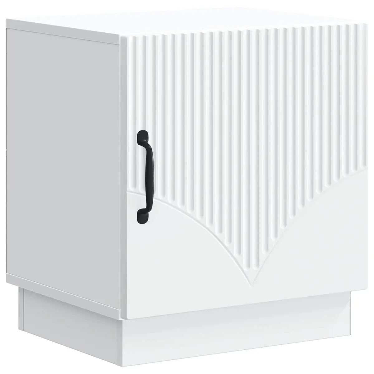 Bedside Table White Engineered Wood 43 x 34.5 x 47 cm Storage Cabinet with Swing Hinge Door and Metal D-Pull Handles