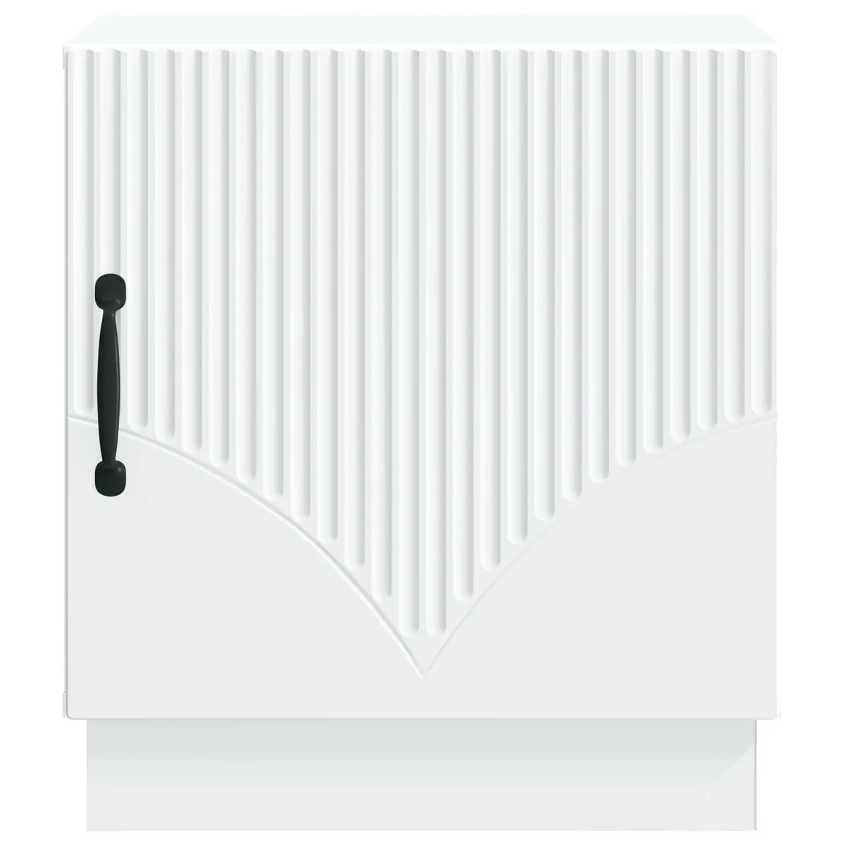 Bedside Table White Engineered Wood 43 x 34.5 x 47 cm Storage Cabinet with Swing Hinge Door and Metal D-Pull Handles