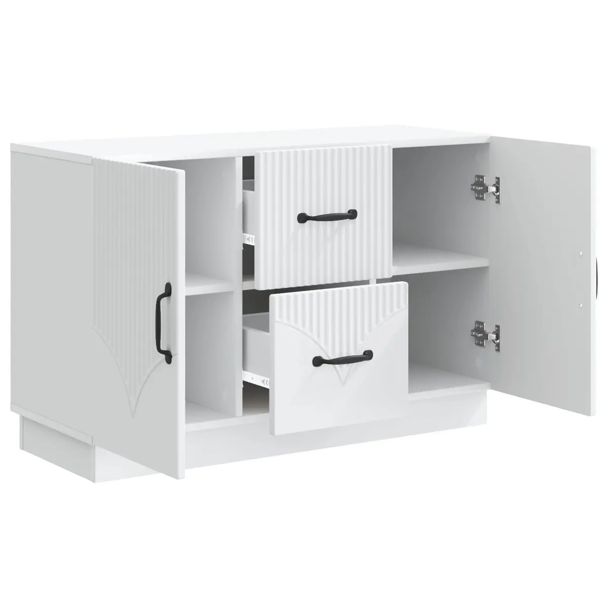 Sideboard White Storage Cabinet Engineered Wood 89 x 34.5 x 57 cm