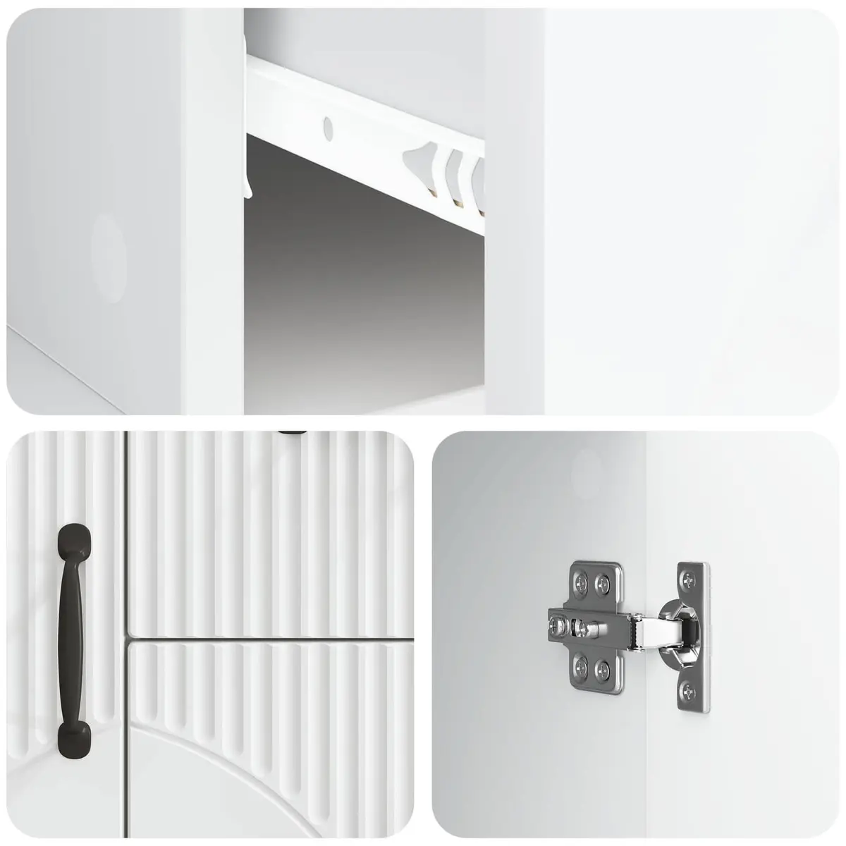 Sideboard White Storage Cabinet Engineered Wood 89 x 34.5 x 57 cm