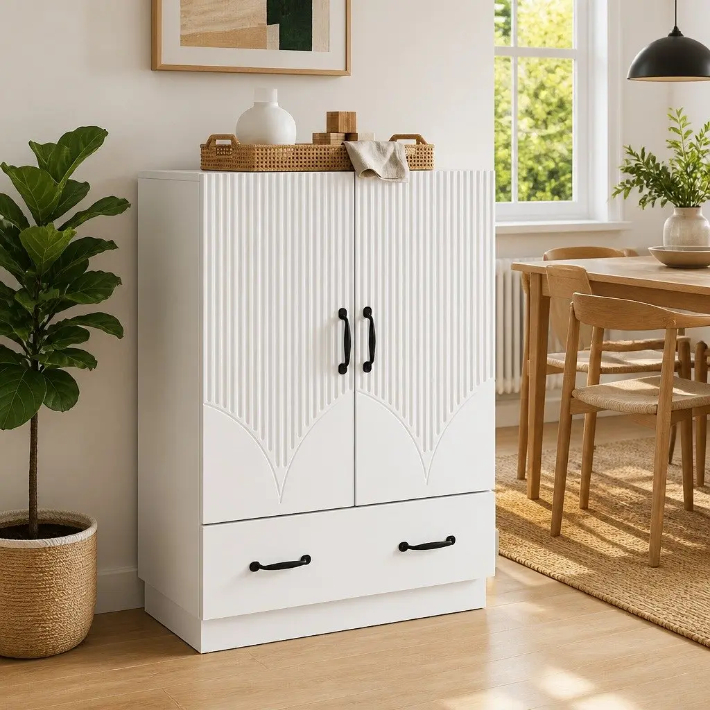 Sideboard Storage Cabinet White Engineered Wood 66cm