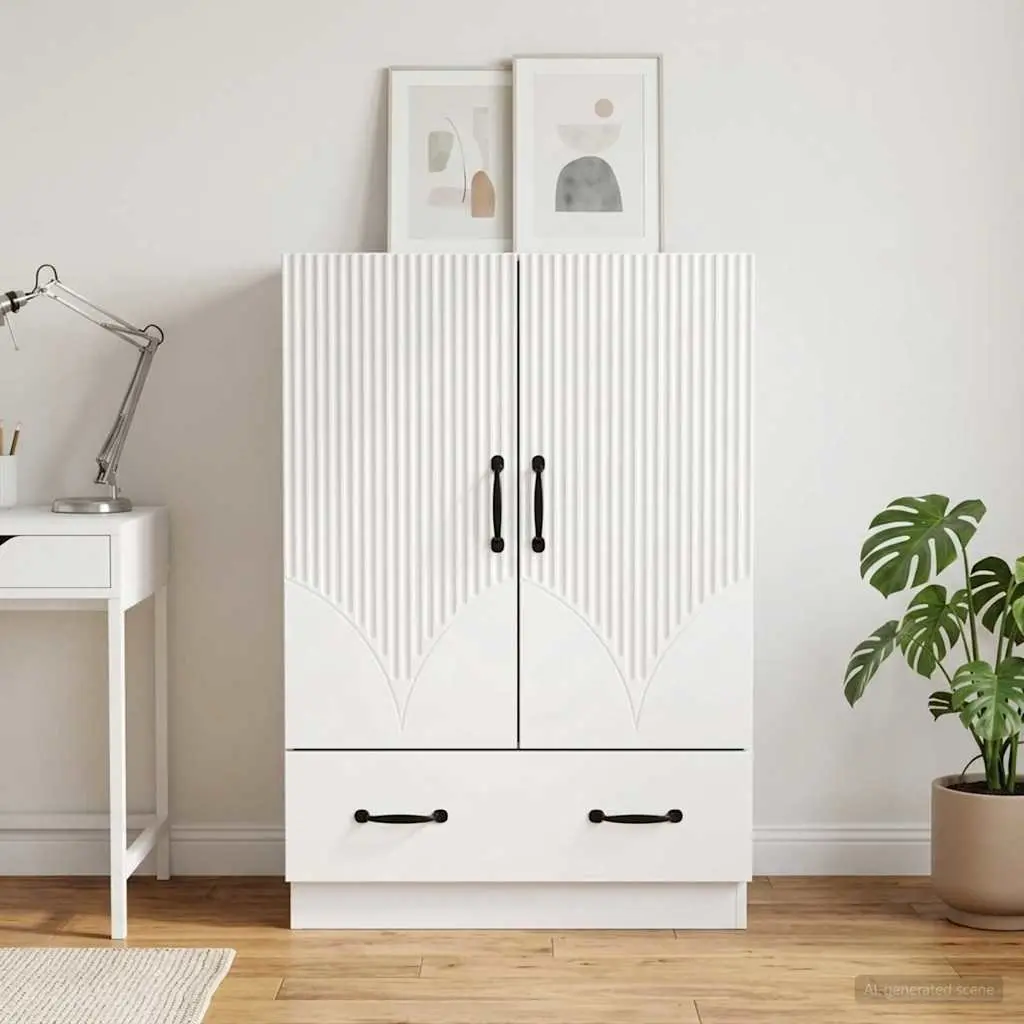 Sideboard Storage Cabinet White Engineered Wood 66cm