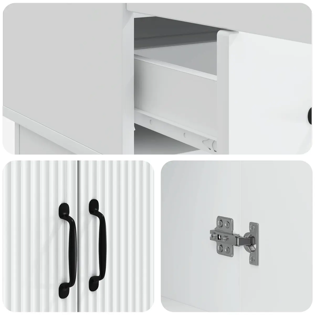 Sideboard Storage Cabinet White Engineered Wood 66cm