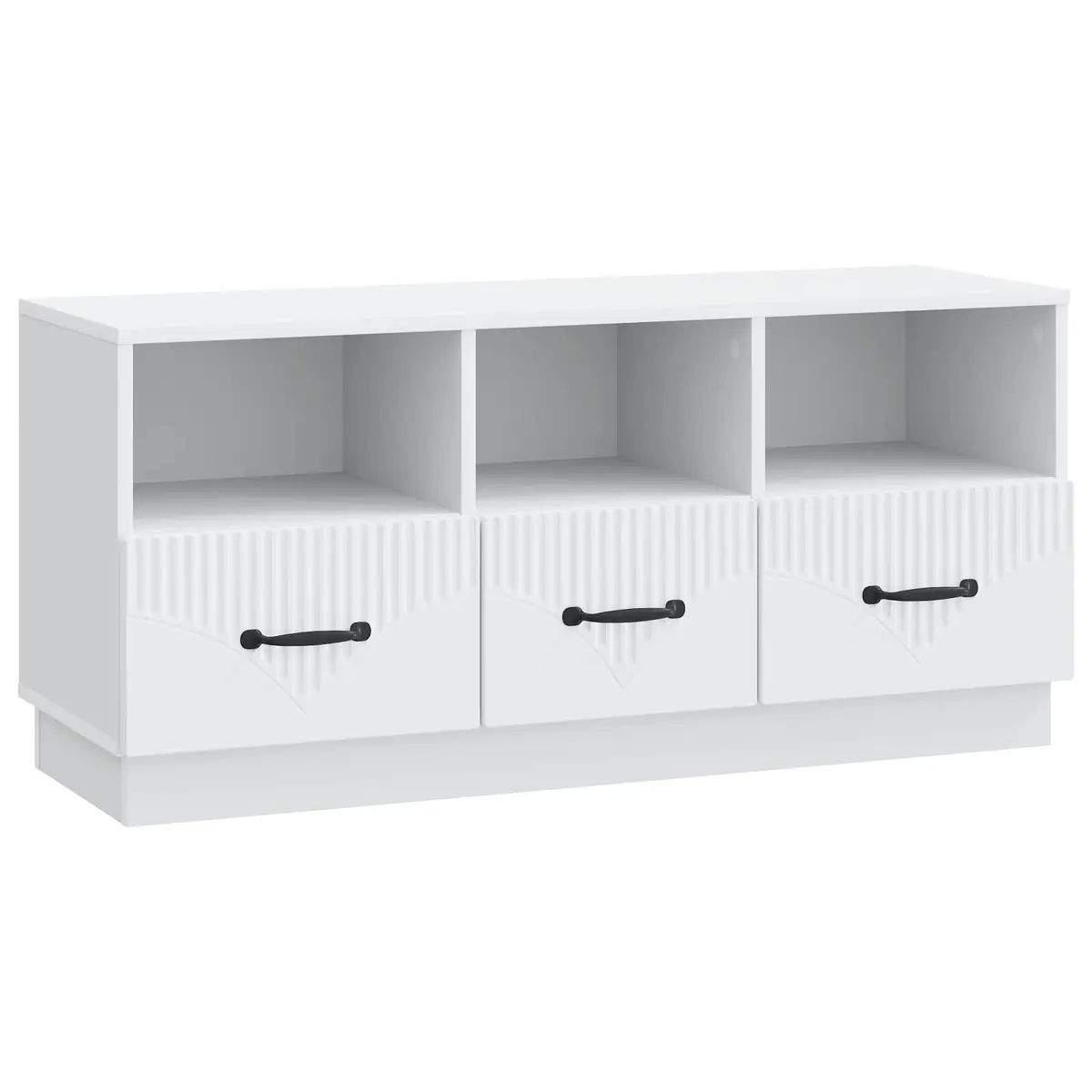 TV Cabinet White Engineered Wood Storage Unit with Drawer 102 x 34.5 x 47 cm