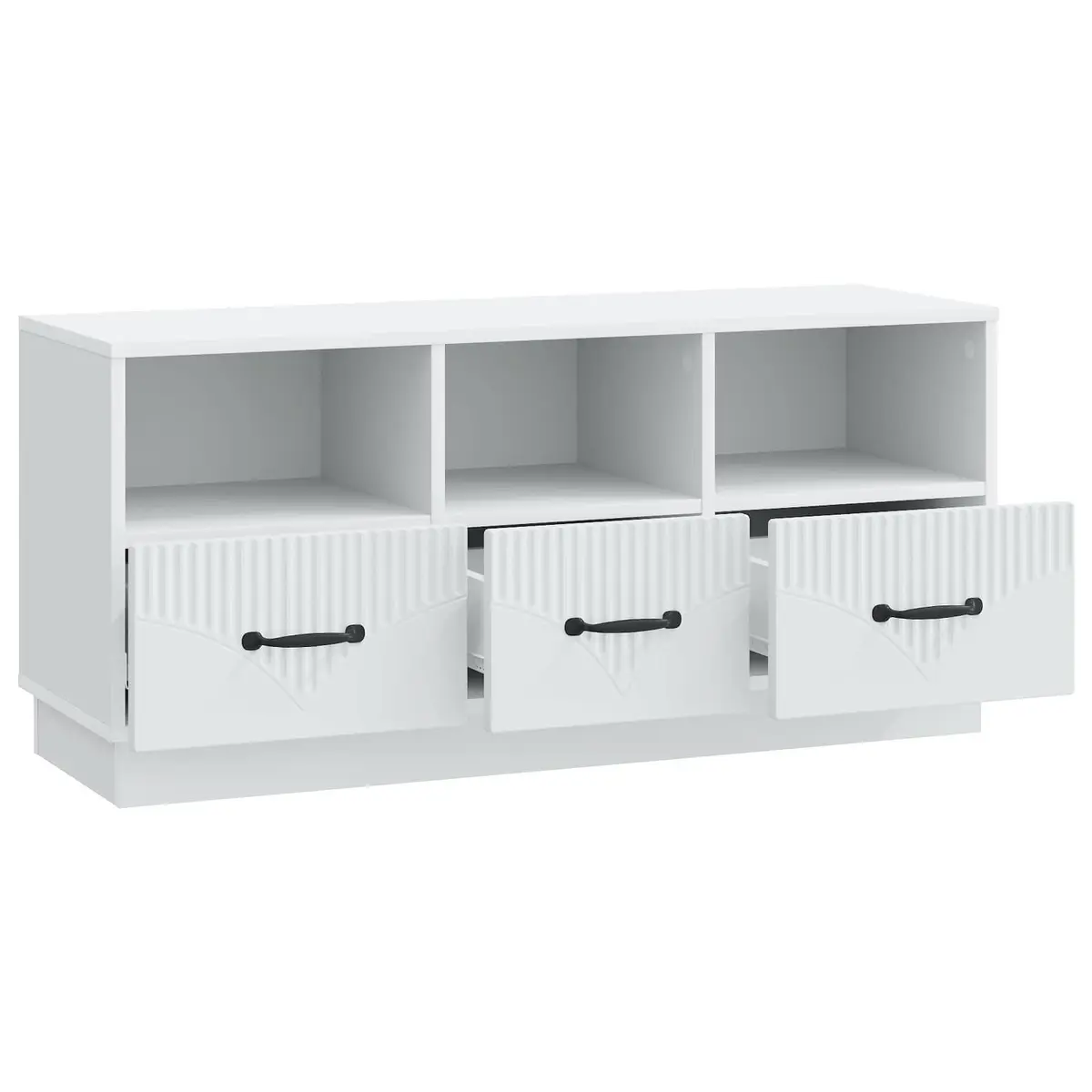 TV Cabinet White Engineered Wood Storage Unit with Drawer 102 x 34.5 x 47 cm