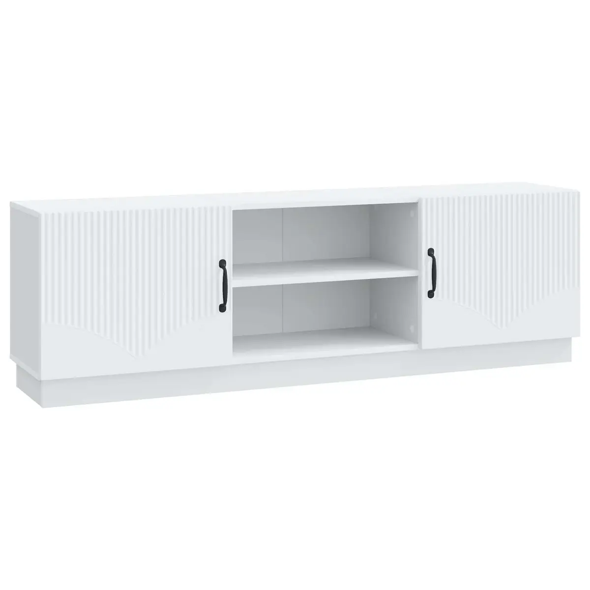 TV Cabinet Modern White 150cm Adjustable Shelves LED Lights