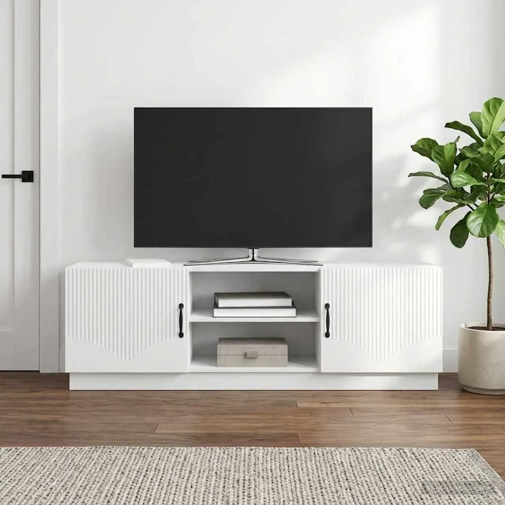 TV Cabinet Modern White 150cm Adjustable Shelves LED Lights