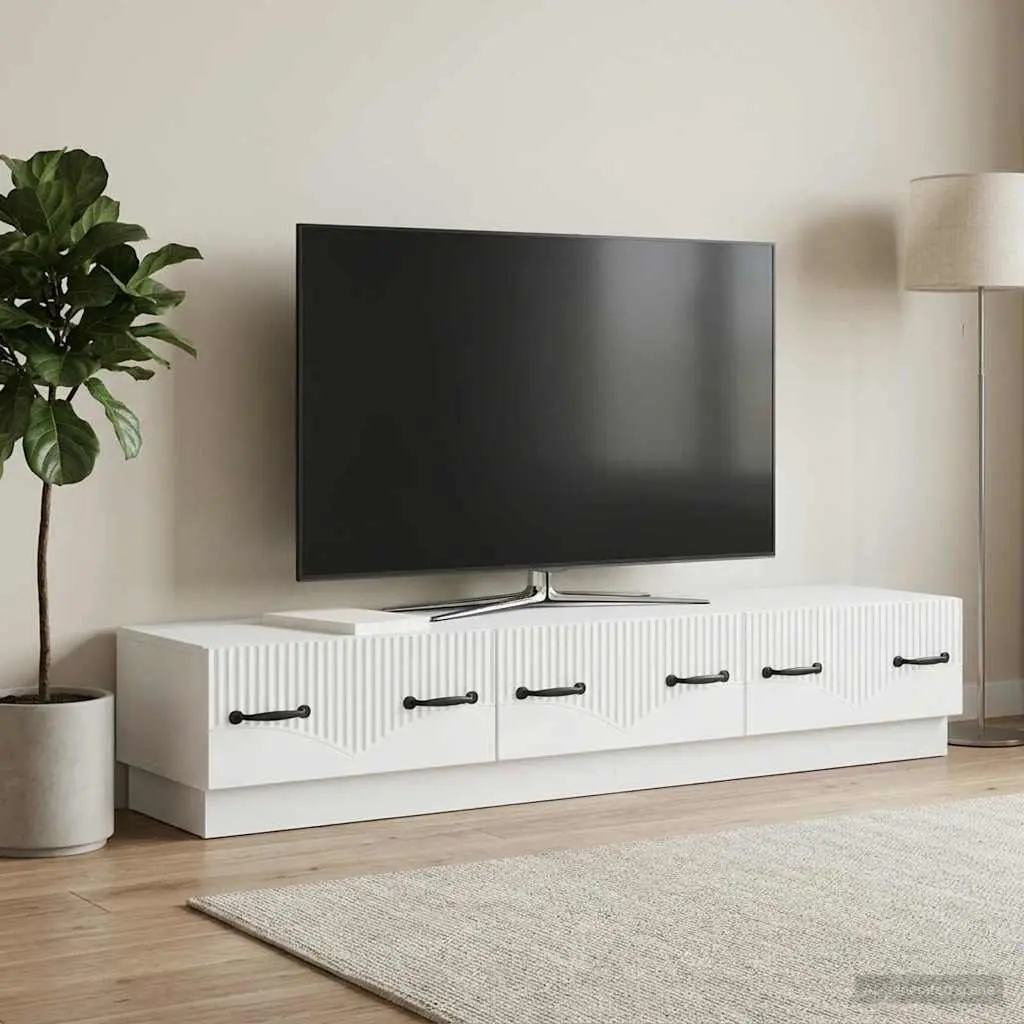 TV Cabinet Entertainment Unit White Engineered Wood 147 x 34.5 x 27 cm