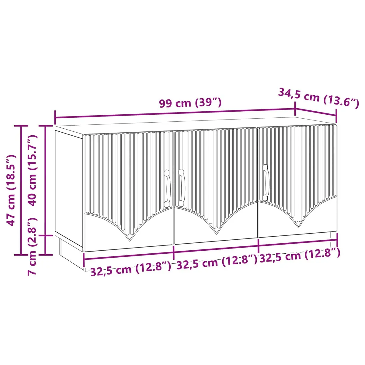 TV Cabinet White Media Stand Storage Shelves 99cm Width