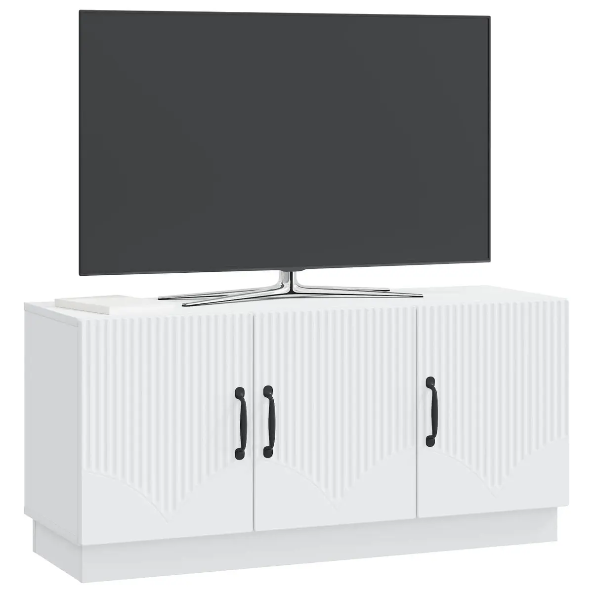 TV Cabinet White Media Stand Storage Shelves 99cm Width