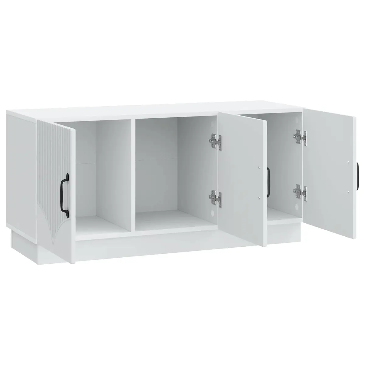 TV Cabinet White Media Stand Storage Shelves 99cm Width