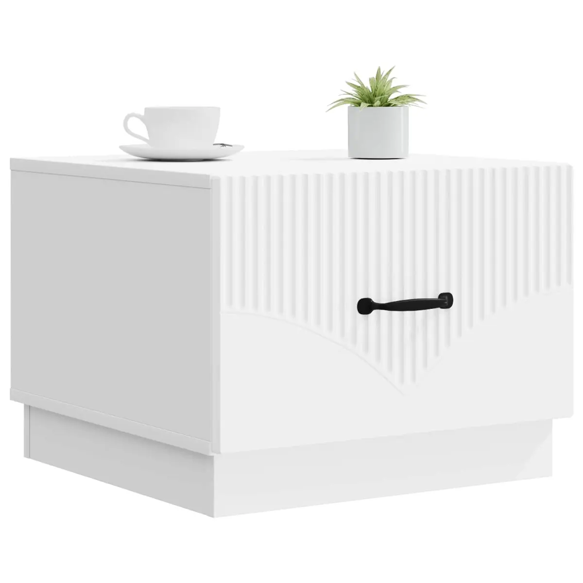 Coffee Table with Drawer White Modern Living Room Storage 49x50x37 cm