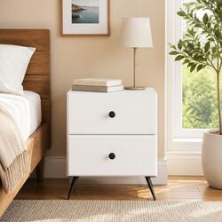 Bedside Cabinet White 43 x 34.5 x 47.5 cm Nightstand Bedroom Storage Table