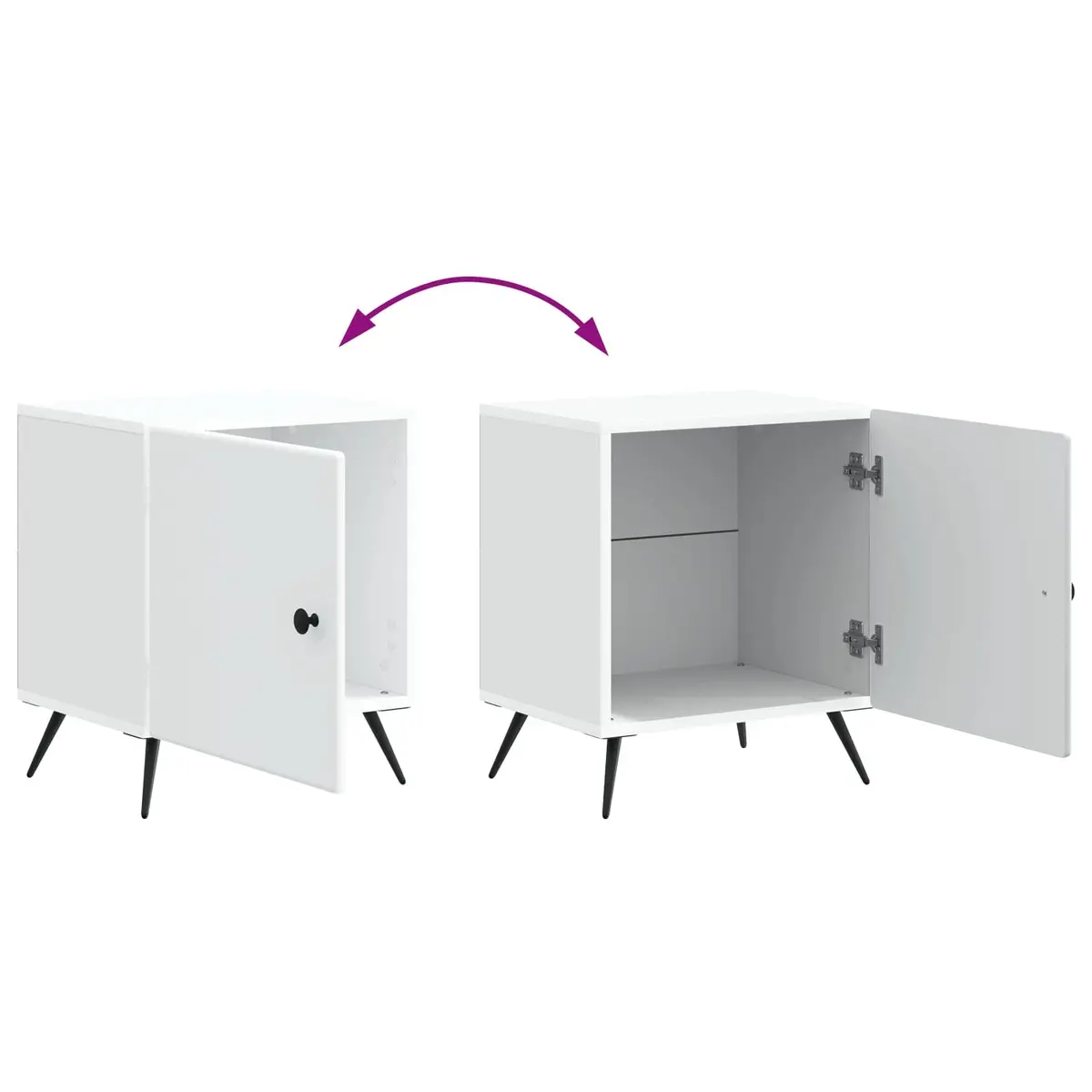 White Nightstand 43x34.5x50cm