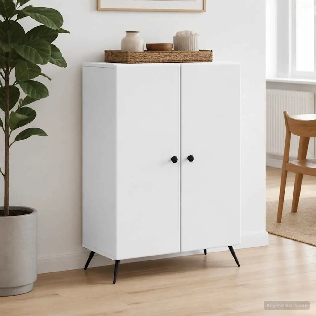 Sideboard White Engineered Wood Storage Cabinet 66 x 34.5 x 90 cm