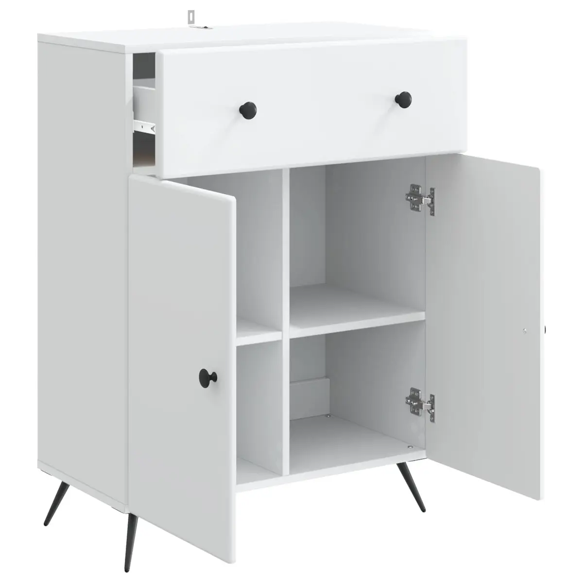White Sideboard Buffet Cabinet Storage Unit Engineered Wood Modern 66 x 34.5 x 90 cm