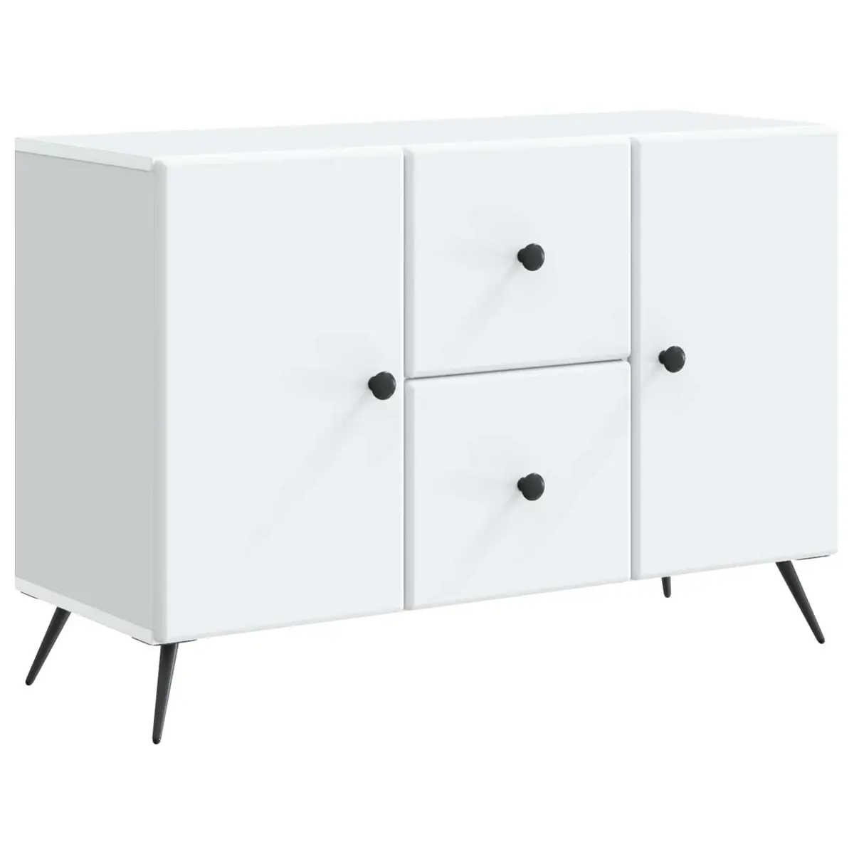 White Sideboard Buffet Storage Cabinet with LED Lighting 89 x 34.5 x 60 cm
