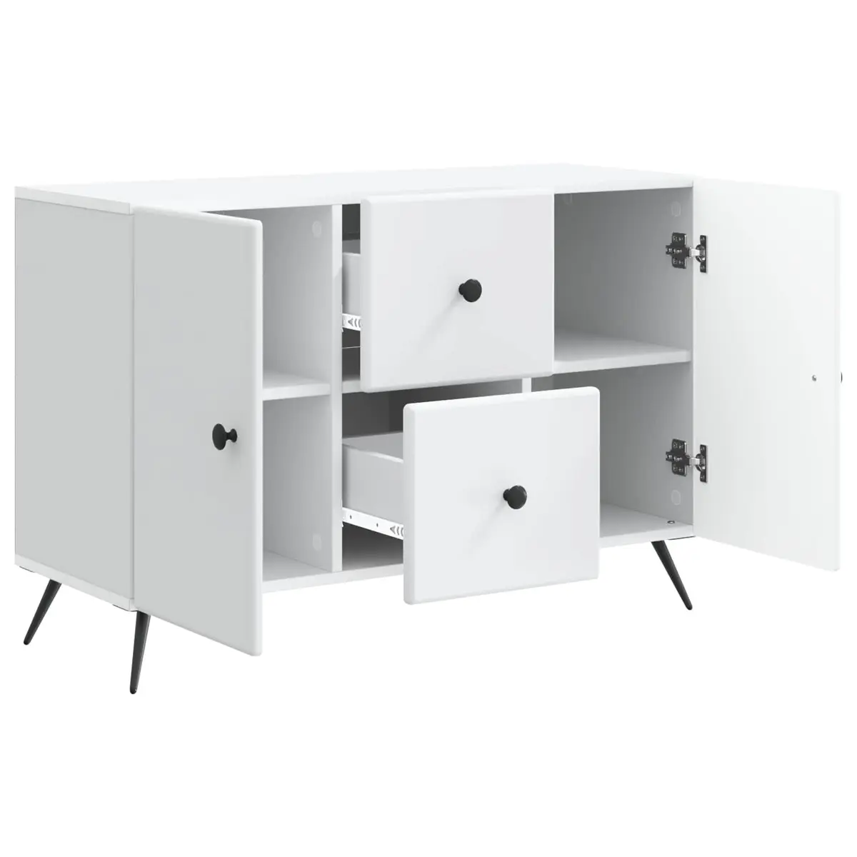 White Sideboard Buffet Storage Cabinet with LED Lighting 89 x 34.5 x 60 cm
