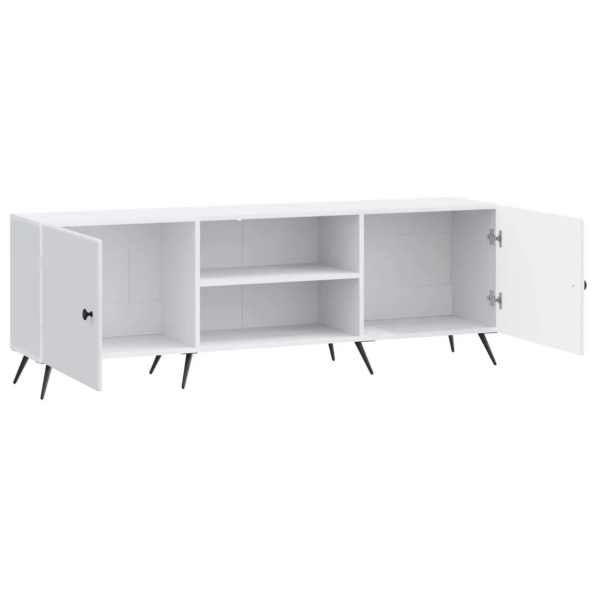 TV Cabinet Vintage White Lowboard Media Unit Engineered Wood Metal Legs 150 x 31 x 50 cm