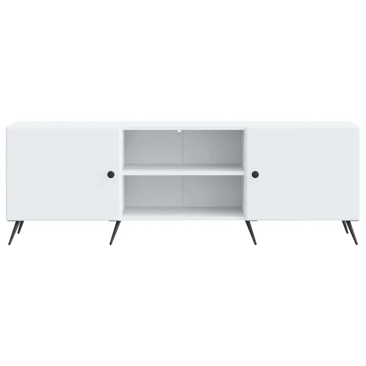 TV Cabinet Vintage White Lowboard Media Unit Engineered Wood Metal Legs 150 x 31 x 50 cm