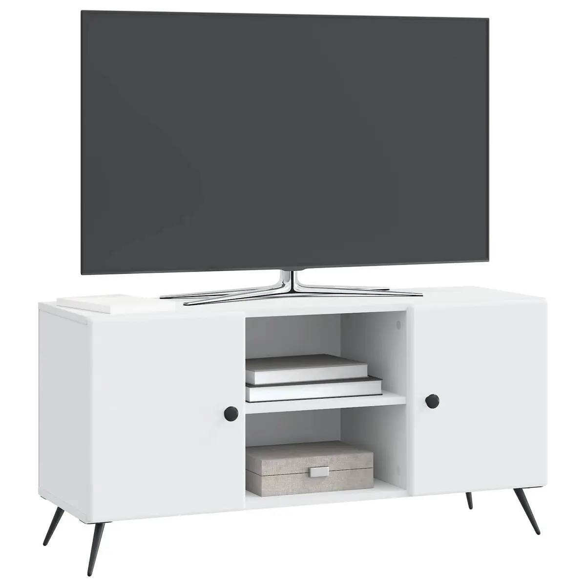 TV Cabinet White 102 x 34.5 x 50 cm Engineered Wood Entertainment Unit Storage