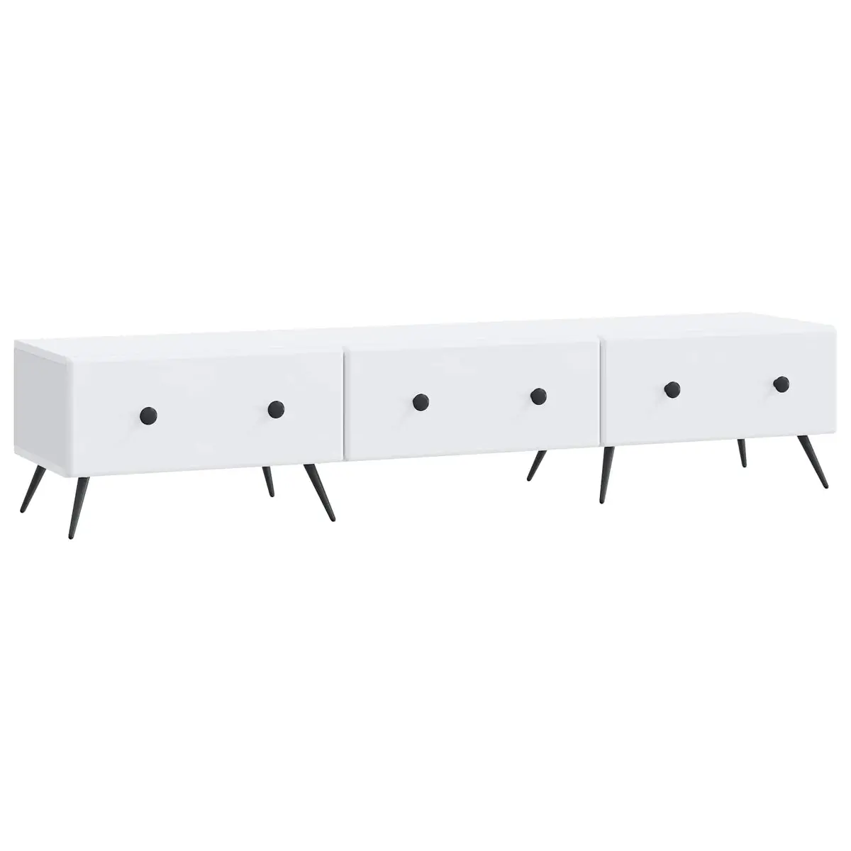 TV Cabinet with Drawer White 147x34.5x30cm Modern Entertainment Unit Storage