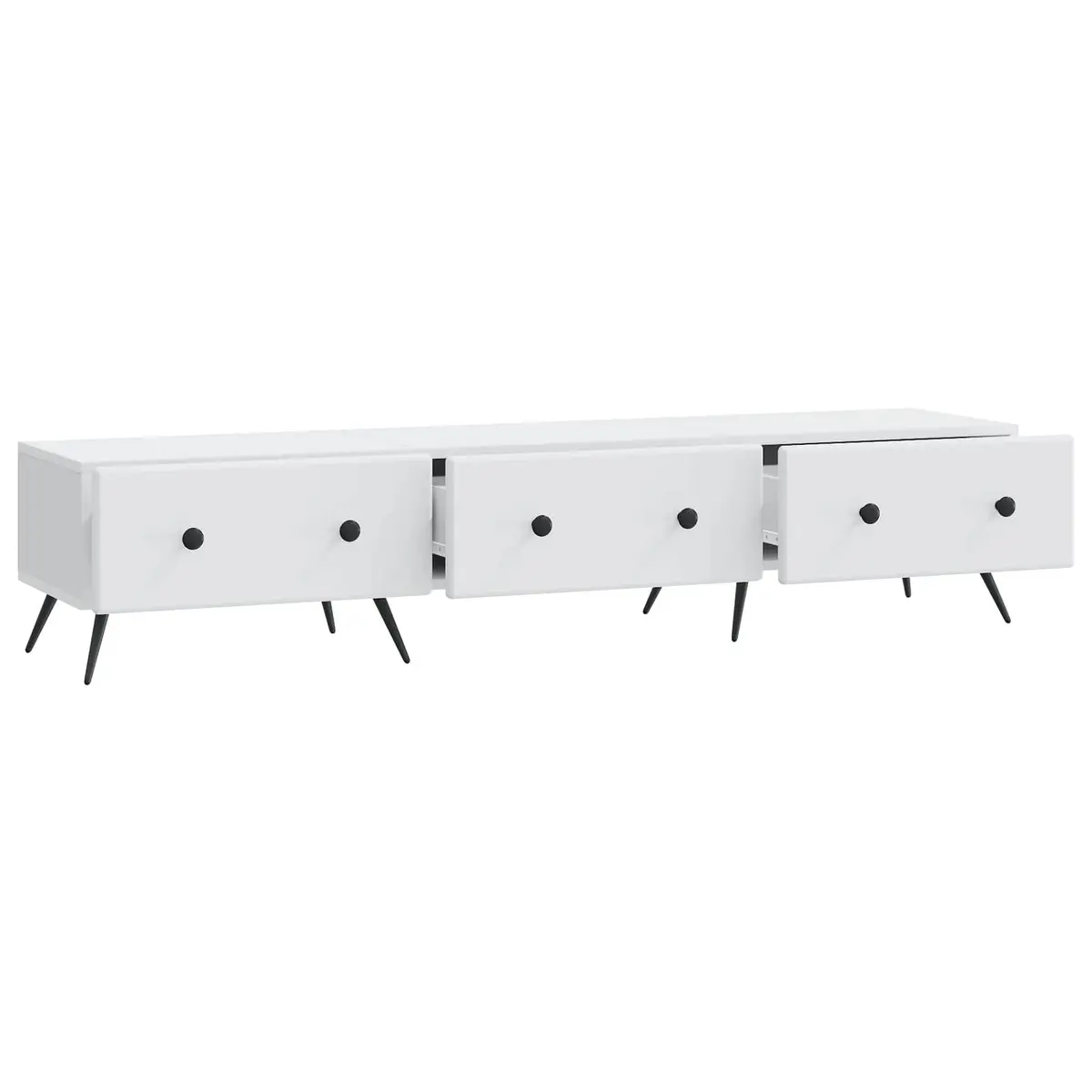 TV Cabinet with Drawer White 147x34.5x30cm Modern Entertainment Unit Storage