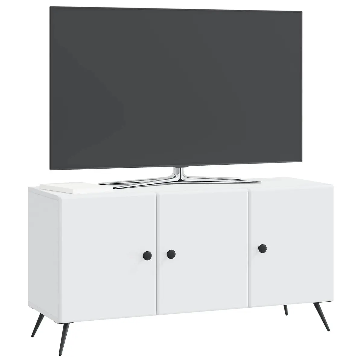 TV Cabinet Modern White 99 x 34.5 x 50 cm Living Room Storage Entertainment Stand Unit