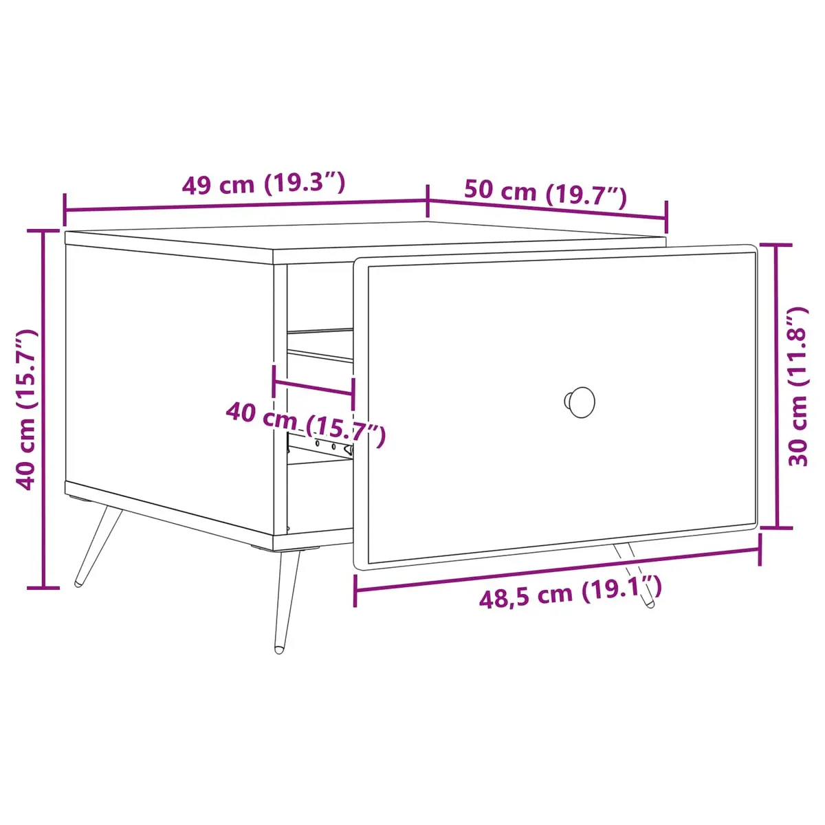 Coffee Table with Drawer White Rectangular Living Room Storage Furniture