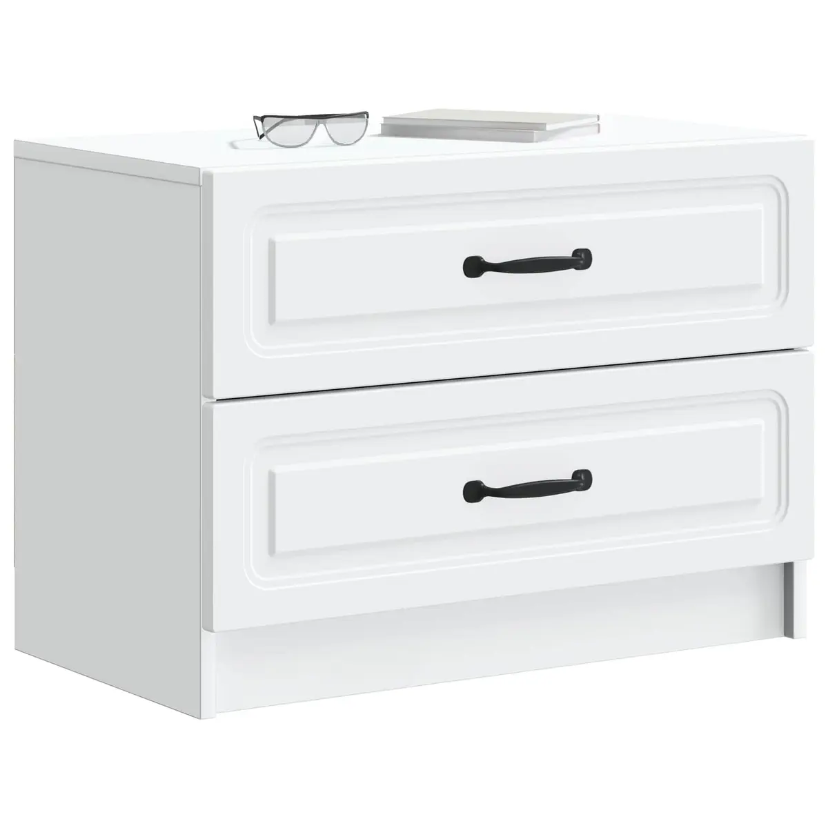 Bedside Cabinet White 62 x 34.5 x 44.5 cm Modern Bedroom Storage Drawer Table