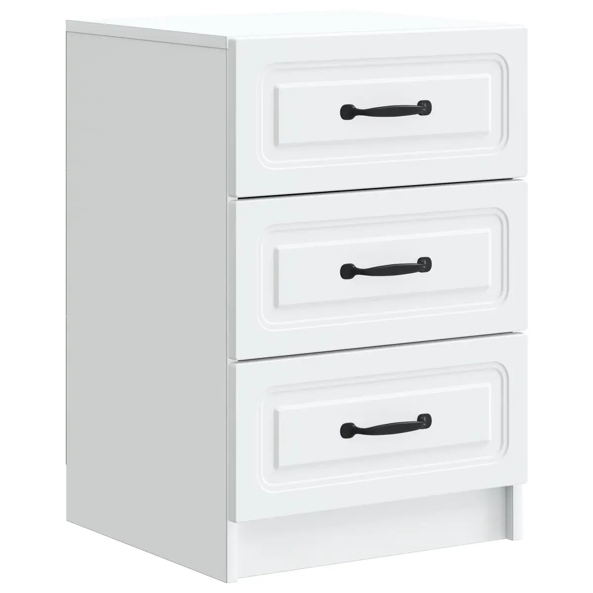 Bedside Cabinet White Vintage Design Engineered Wood Nightstand Storage Drawers