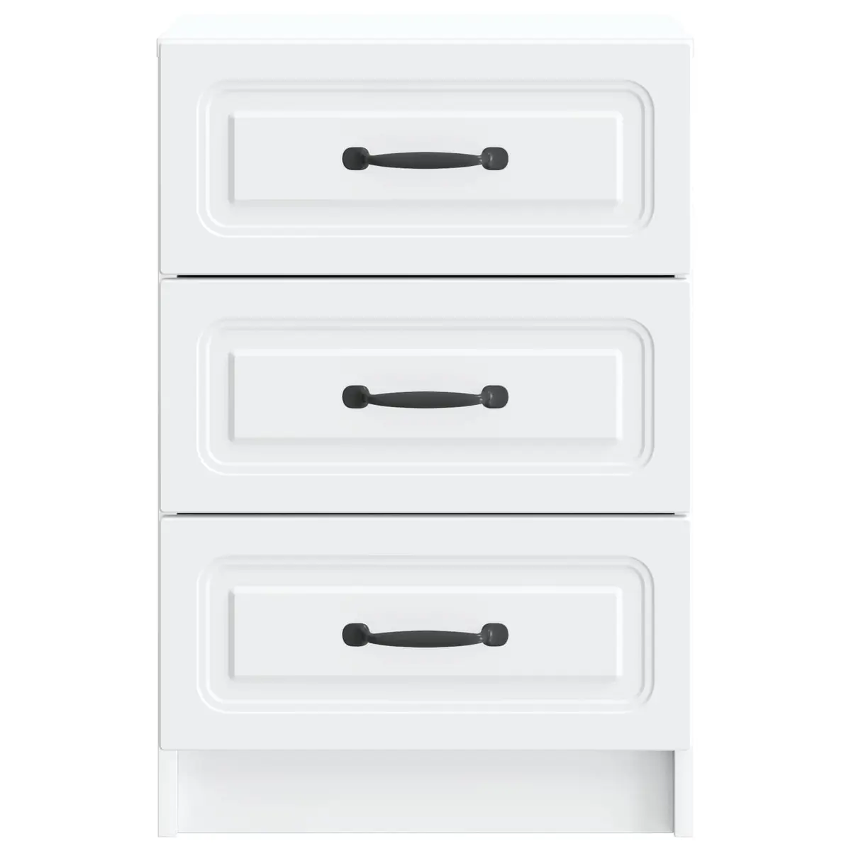 Bedside Cabinet White Vintage Design Engineered Wood Nightstand Storage Drawers