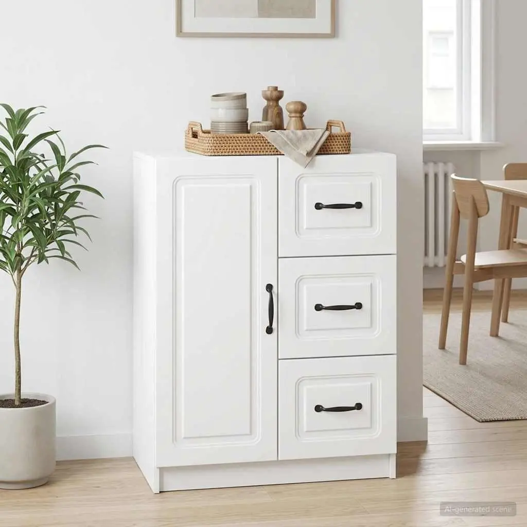 Sideboard Storage Cabinet Modern White Engineered Wood 66cm