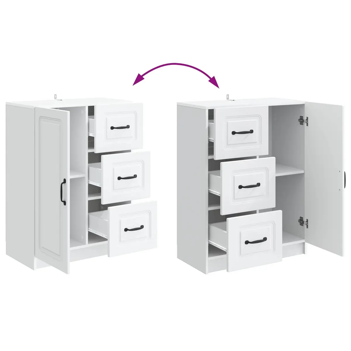 Sideboard Storage Cabinet Modern White Engineered Wood 66cm