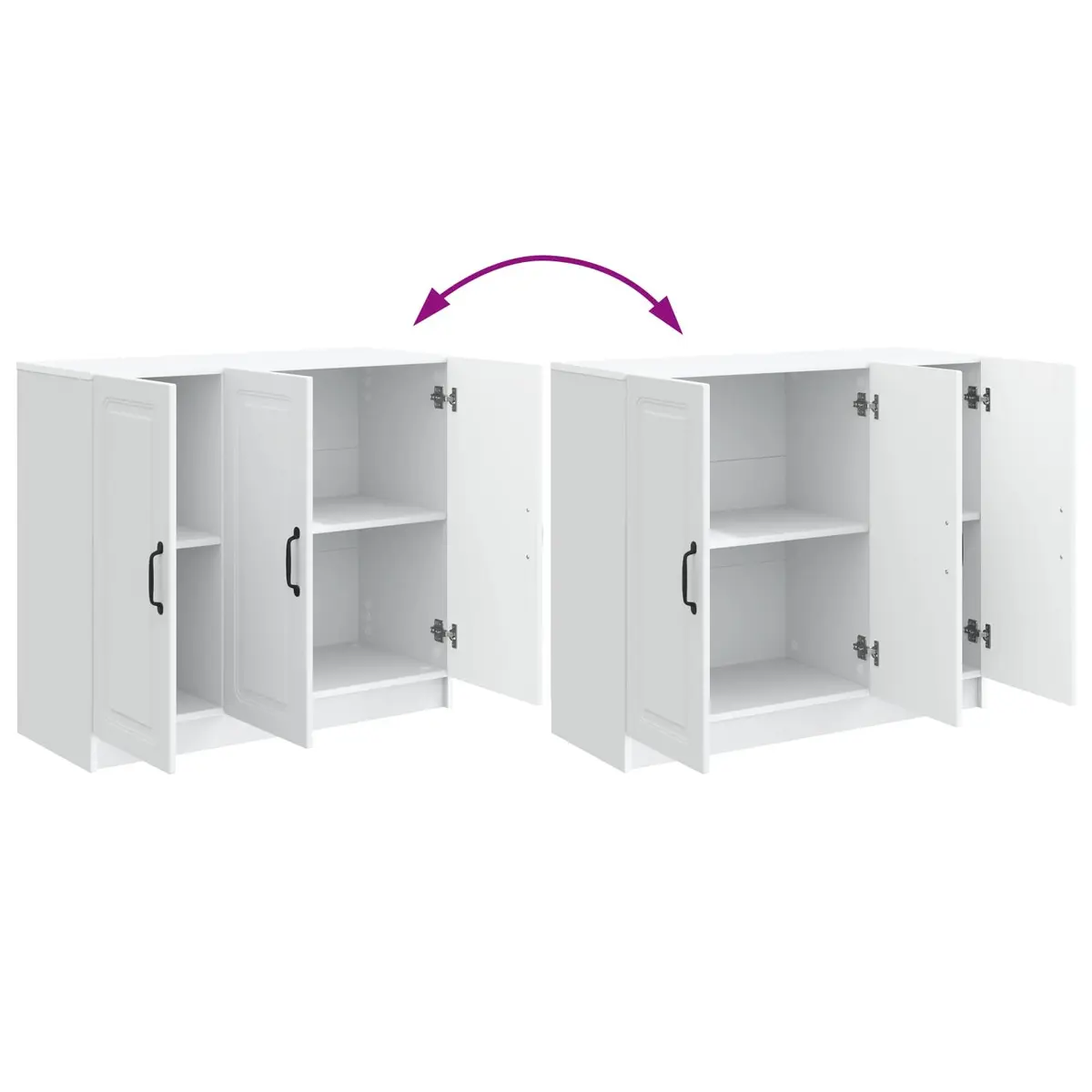 White Sideboard Storage Cabinet Modern Engineered Wood 89 x 34.5 x 77 cm