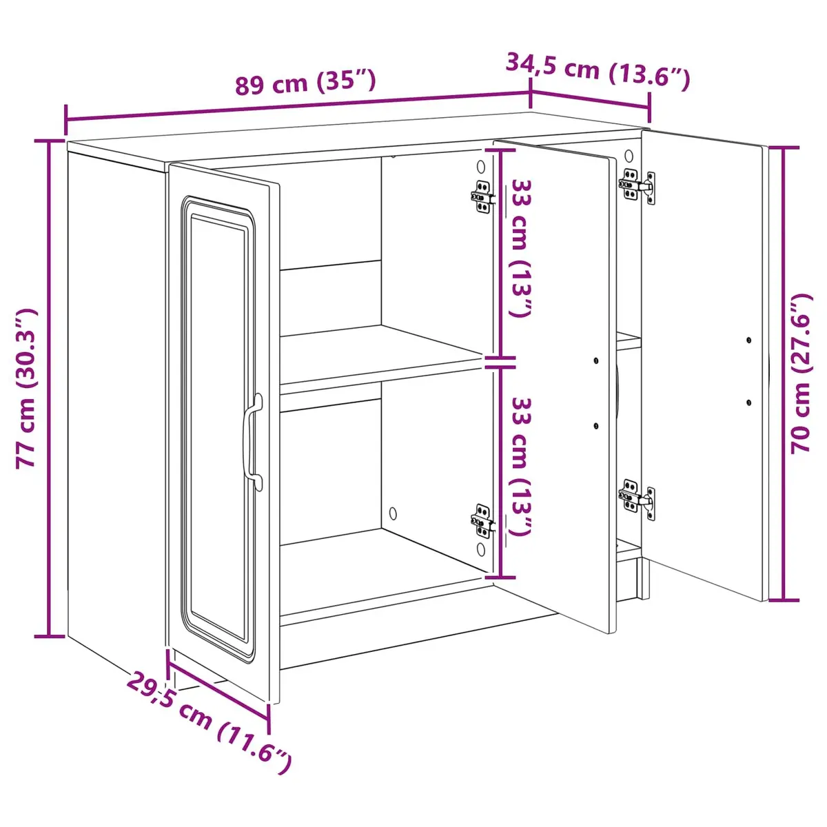 White Sideboard Storage Cabinet Modern Engineered Wood 89 x 34.5 x 77 cm
