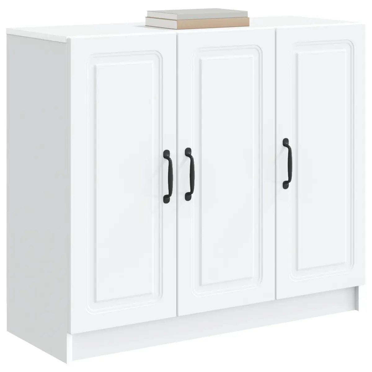 White Sideboard Storage Cabinet Modern Engineered Wood 89 x 34.5 x 77 cm