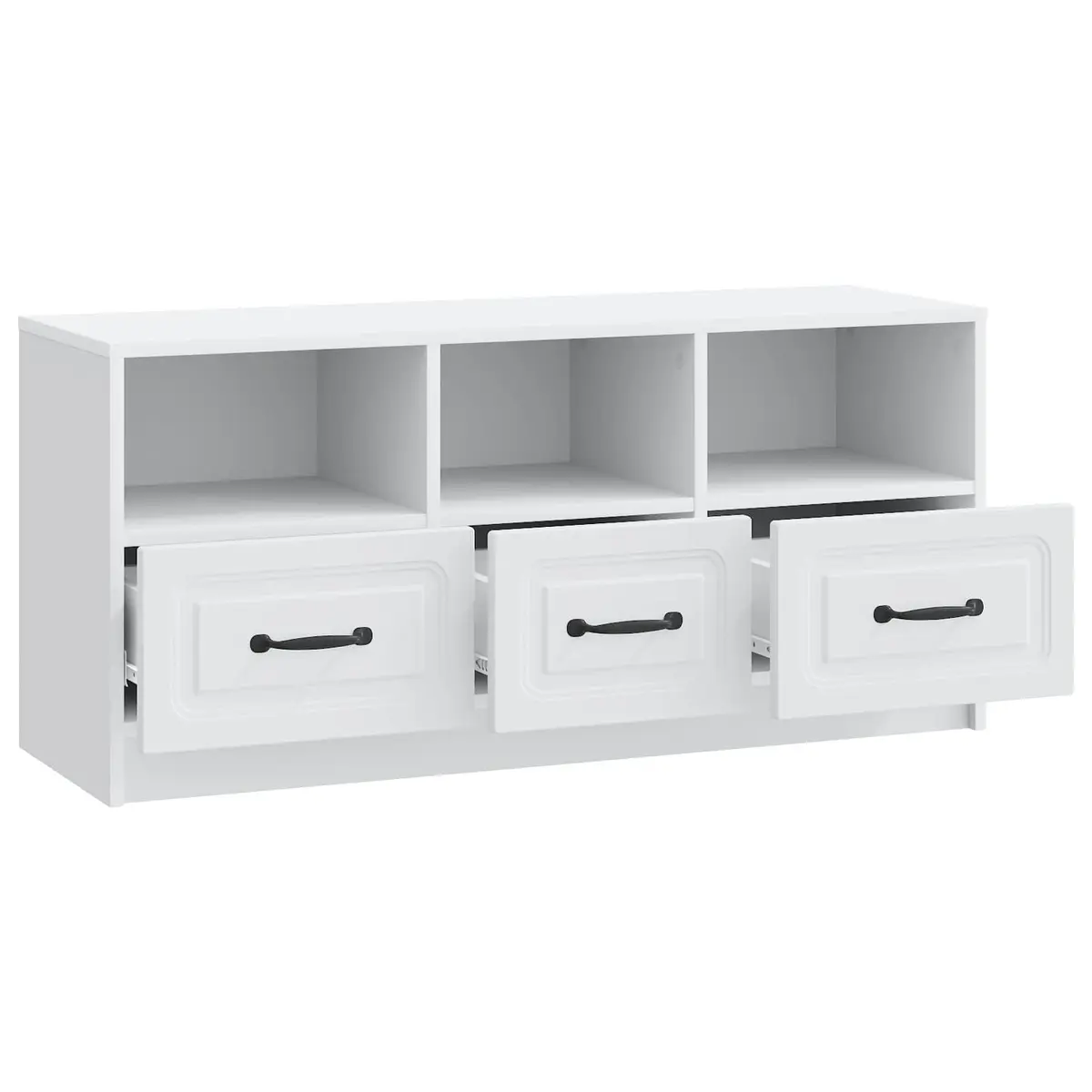 White TV Cabinet with Drawer Modern Living Room Storage Unit 102 x 34.5 x 47 cm