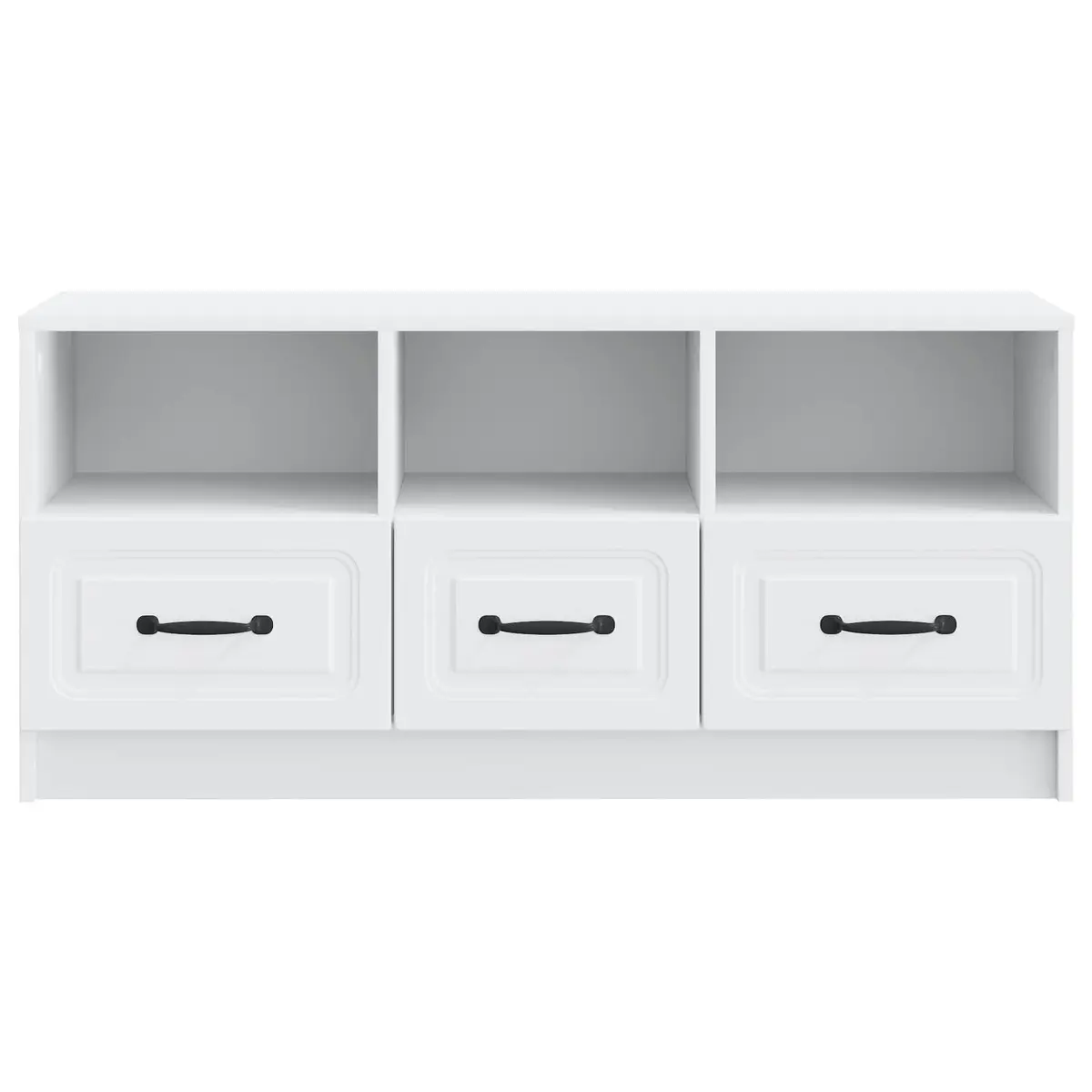 White TV Cabinet with Drawer Modern Living Room Storage Unit 102 x 34.5 x 47 cm