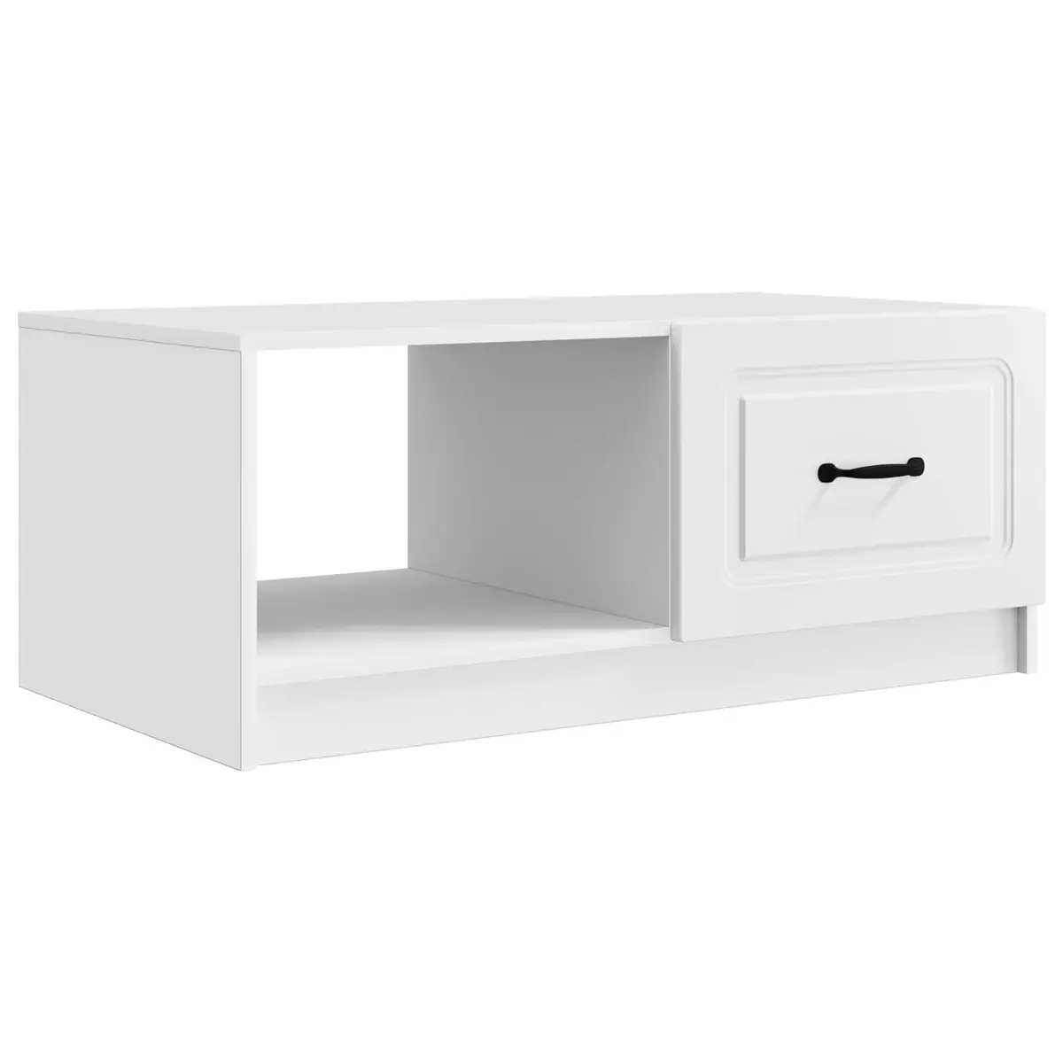 Coffee Table White Engineered Wood 90 x 50 x 37 cm Storage Accent Table with Swing Doors